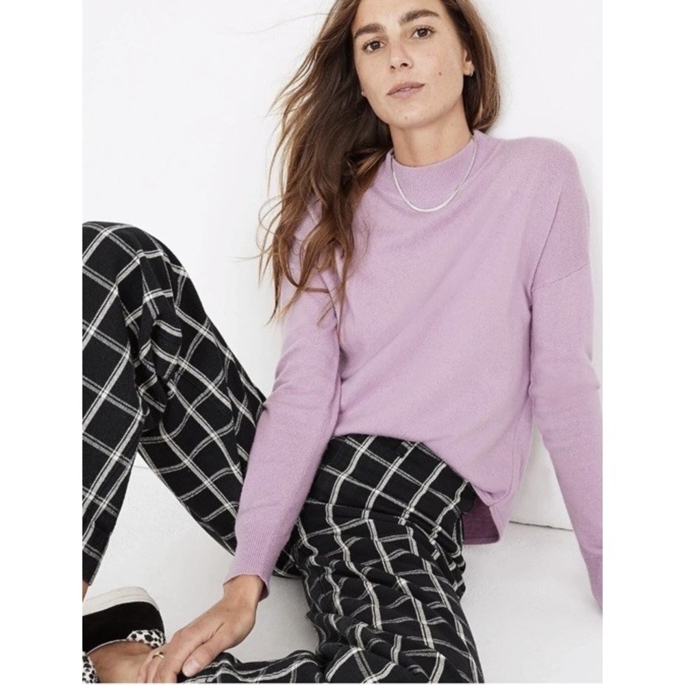 Madewell Ashbury Merino Wool Alpaca Sweater S Purple Mock Neck Pullover